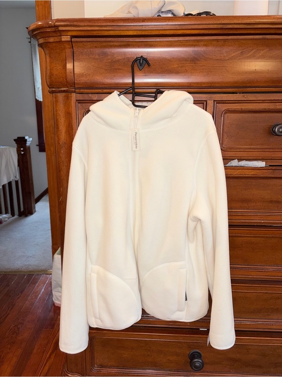 Laura Scott Jackets & Blazers - Laura Scott Reversible Sherpa Fleece Zip Hoodie Jacket White Large NWT